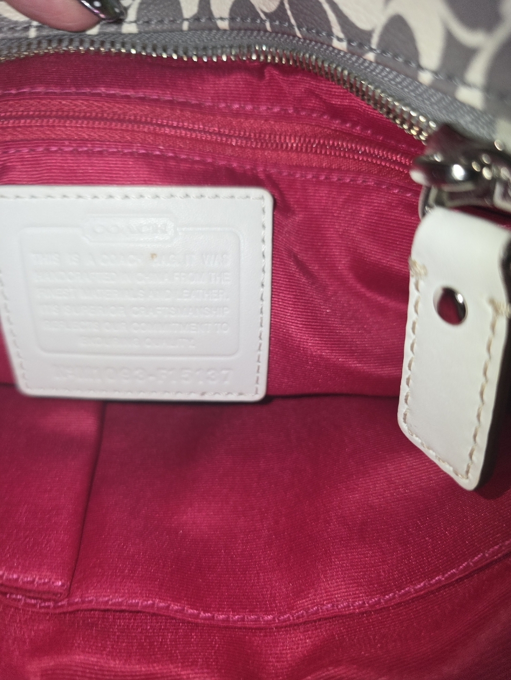 Coach Signature Tote in Gray, White & Pink - Picture 9 of 16